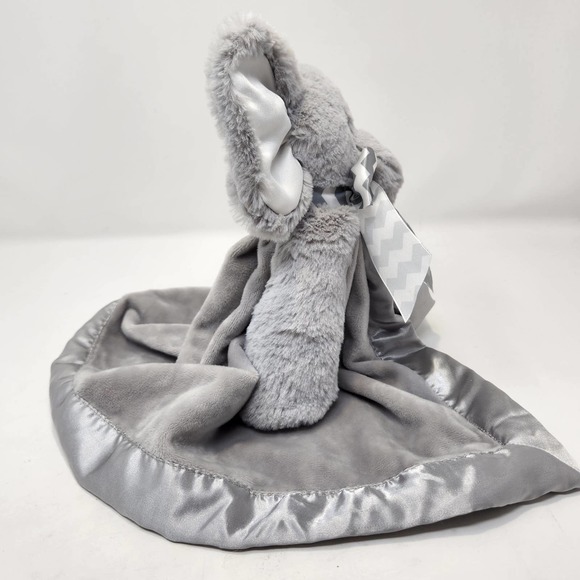 Bearington Baby Collection Gray Elephant Lovey Plush Security Blanket Satin Line - Picture 4 of 7